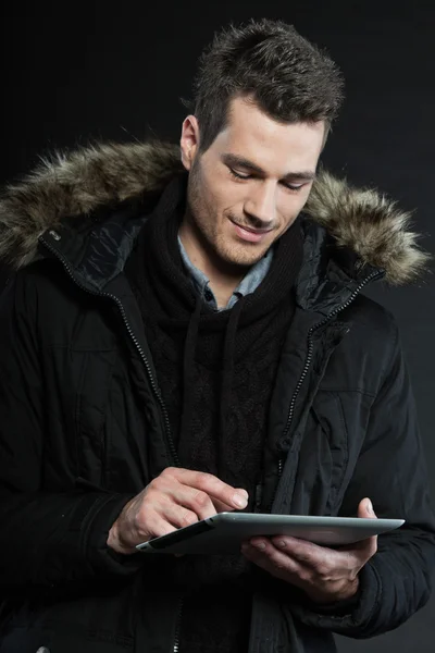 Handsome man dark winter fashion. — Stock Photo, Image