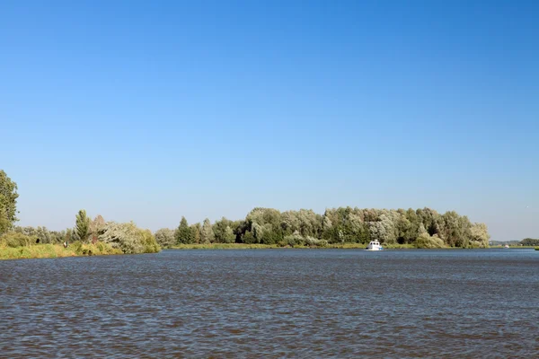Paisaje holandés con lago y árboles. Verano con cielo azul . — Foto de Stock