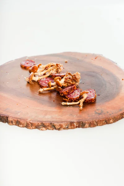 Raw ingredients on wooden plate. — Stock Photo, Image