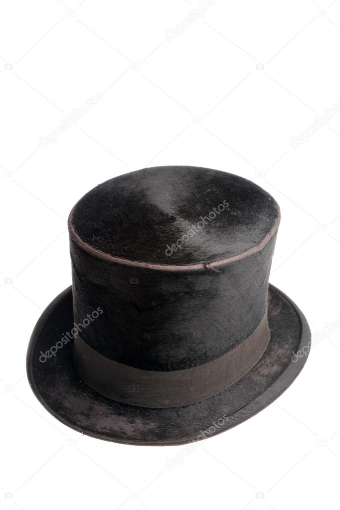præmedicinering kapok Udvinding Gammel sort høj hat isoleret på hvid baggrund . — Stock-foto © ysbrand  #15086551