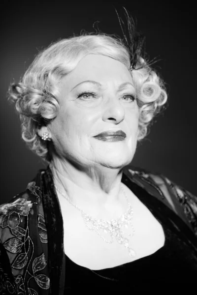 Good looking senior woman glamour vintage style. — Stock Photo, Image