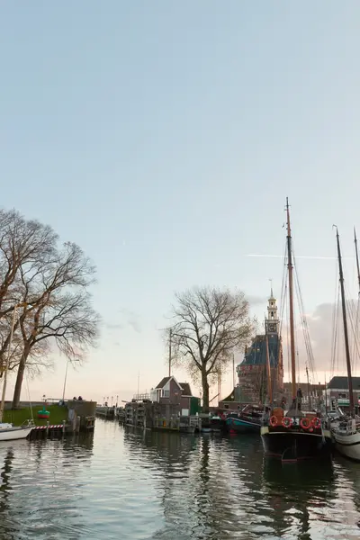 Haven in oud-Hollandse stad. — Stockfoto