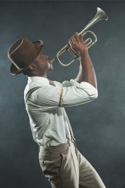 Vintage siyah Afrika kökenli Amerikalı caz müzisyeni.