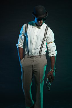 Vintage siyah Afrika kökenli Amerikalı caz müzisyeni.