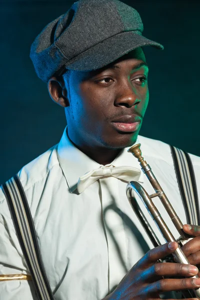 Винтажный афроамериканский джазовый музыкант . — стоковое фото