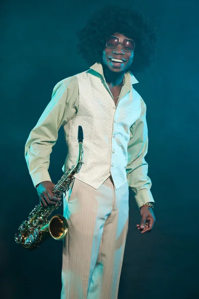 Nero afroamericano jazz musicista . — Foto Stock