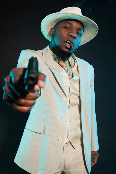 Svarta amerikanska maffian gangster man. — Stockfoto
