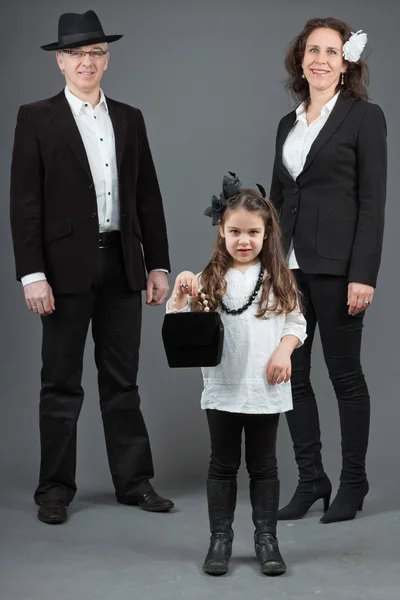 Familj av far, mor och dotter. — Stockfoto