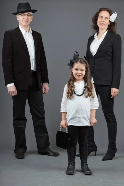 Familj av far, mor och dotter. — Stockfoto