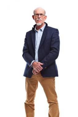 Stüdyo portre active senior iyi giyinmiş emekli adam.