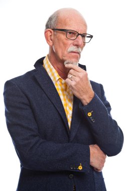 Stüdyo portre active senior iyi giyinmiş emekli adam.