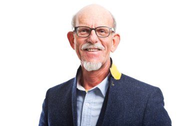 Stüdyo portre active senior iyi giyinmiş emekli adam.