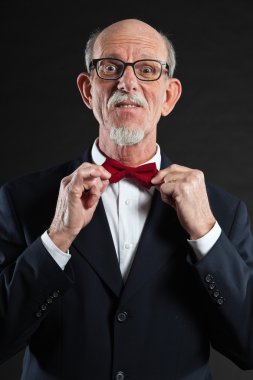 Stüdyo portre active senior iyi giyinmiş emekli adam.