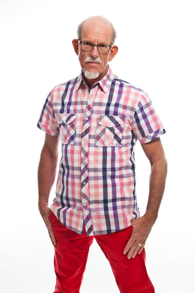 Studio ritratto di anziano attivo ben vestito pensionato . — Foto Stock