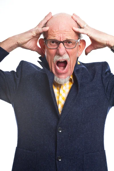 Studio portrait of active senior well dressed retired man. — Stock Photo, Image