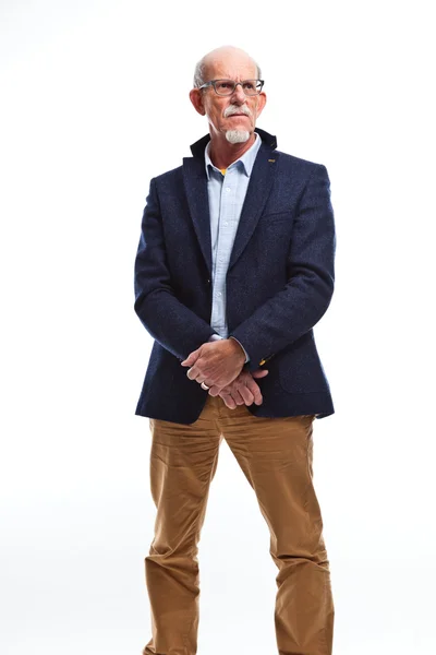 Studio portrait of active senior well dressed retired man. — Stock Photo, Image