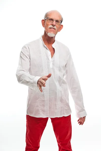 Studio portrait of active senior well dressed retired man. — Stock Photo, Image