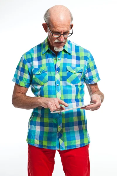 Studio portrait of active senior well dressed retired man. — Stock Photo, Image