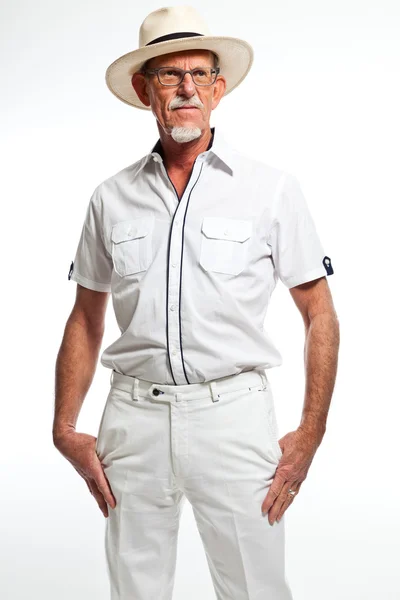 Studio portrait of active senior well dressed retired man. — Stock Photo, Image