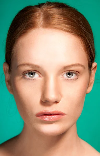 Fashion beauty portrait of woman with red hair. — Stock Photo, Image