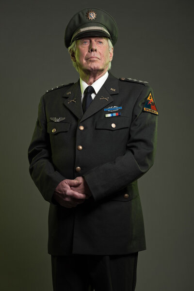 US military general in uniform. Studio portrait.