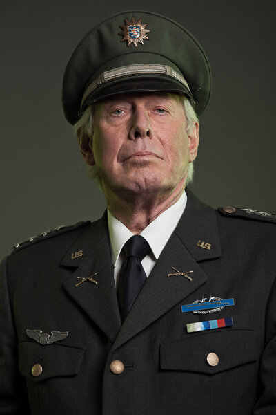 US military general in uniform. Studio portrait.