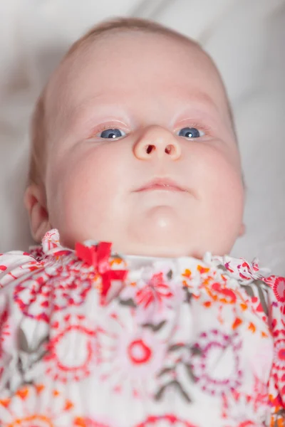 Bébé mignon aux cheveux blonds et aux yeux bleus. Plan studio . — Photo