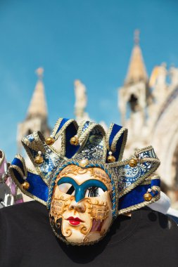 san marco Katedrali ba bulanık ile geleneksel Venedik Maske