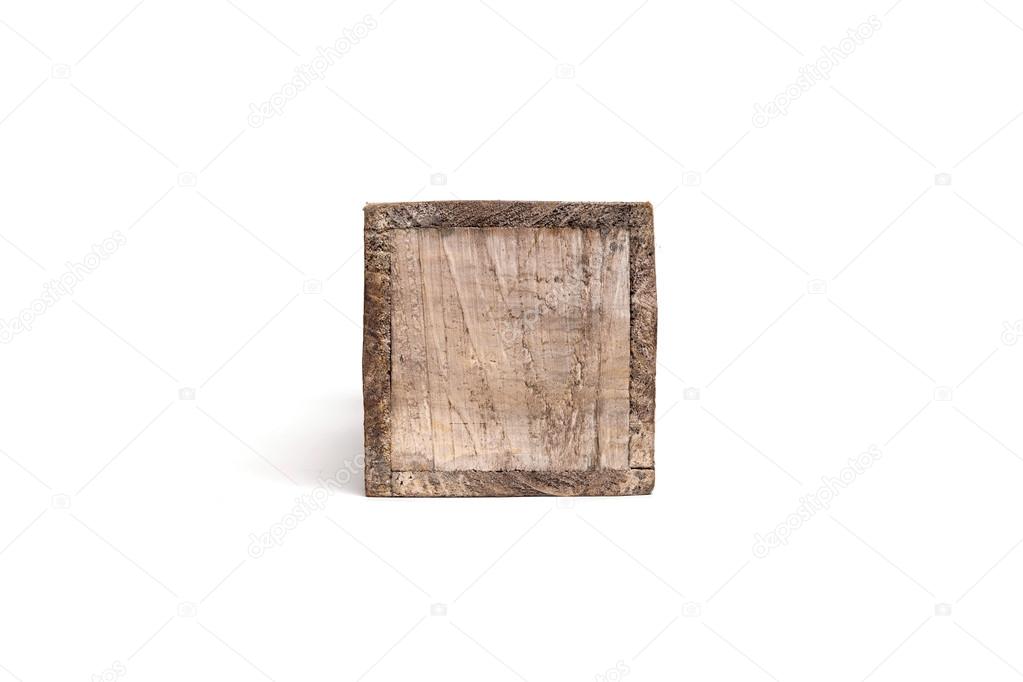 Single old wooden wine box for one bottle isolated on white. Bot