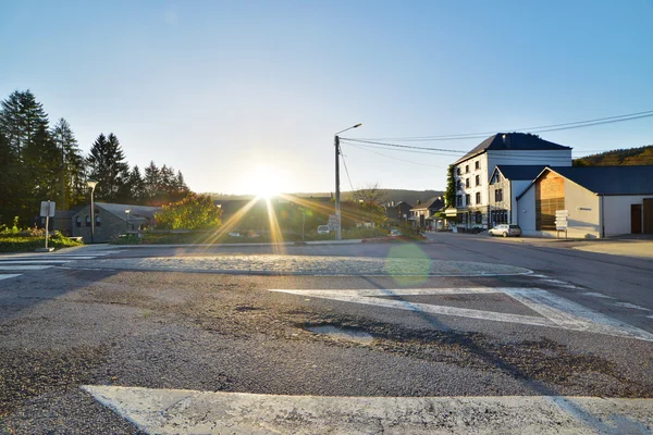 Road through a small village in Belgium. Vresse sur Semois. Arde — Stock Photo, Image