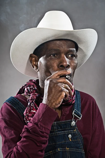 Retro senior afro american blues man in times of slavery. Wearin — Stock Photo, Image