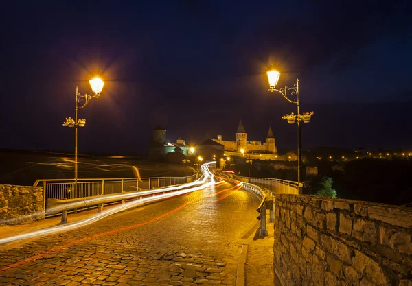 Night City. Historic District Kamyanets-Podolsky City. Ukraine. — Stock Photo, Image