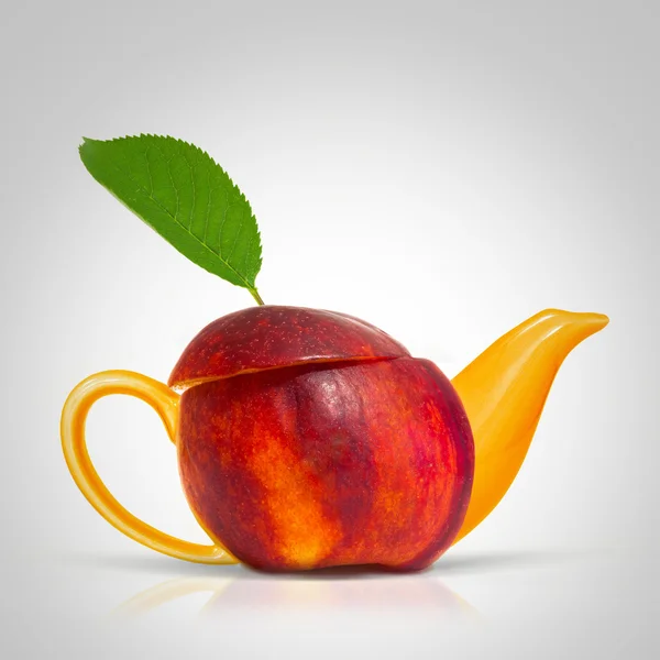 Concept nectarine teapot — Stock Photo, Image