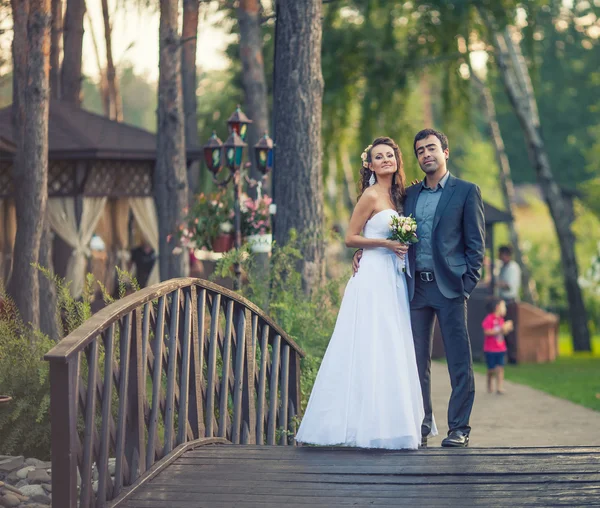 Happy bride and groom on their wedding — Stock Photo, Image