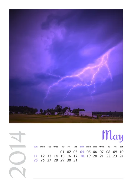 Photo calendar with minimalist landscape 2014. May — Stock Photo, Image