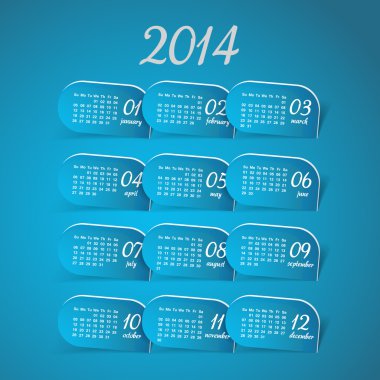 2014 yılı vektör takvimi için iş duvar takvimi