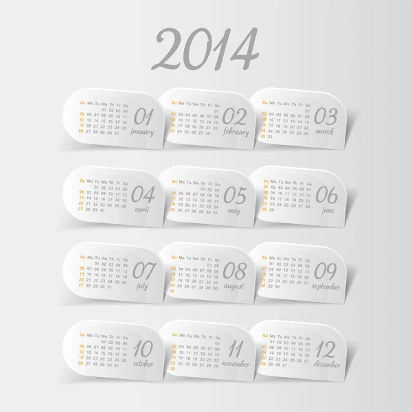 2014 vector Jaarkalender voor zakelijke wandkalender — Stockvector