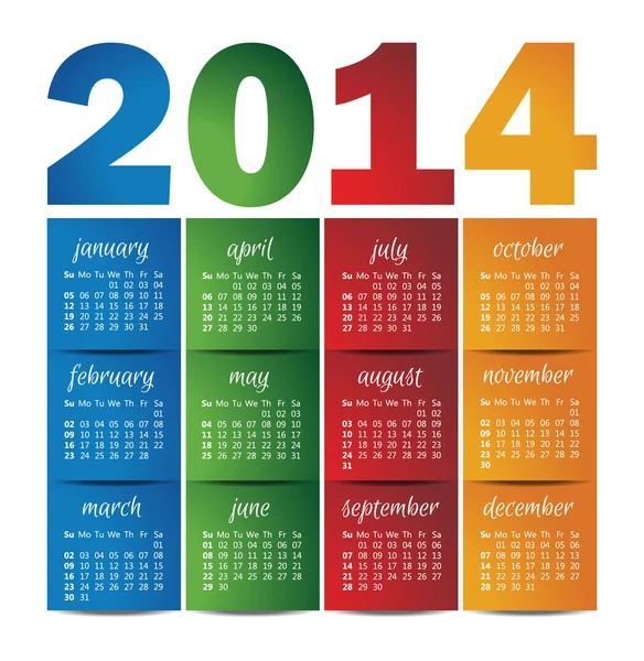 2014 año vector calendario para el calendario de pared de negocios — Archivo Imágenes Vectoriales