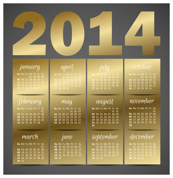 2014 vector Jaarkalender voor zakelijke wandkalender — Stockvector