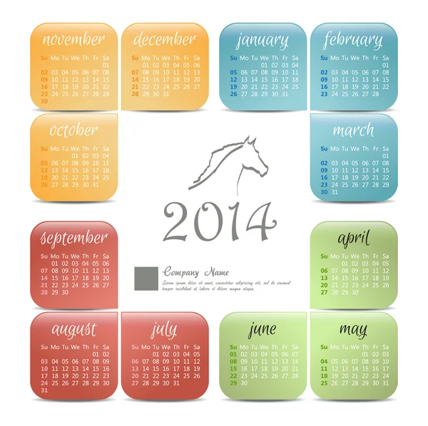 2014 vector Jaarkalender voor zakelijke wandkalender — Stockvector
