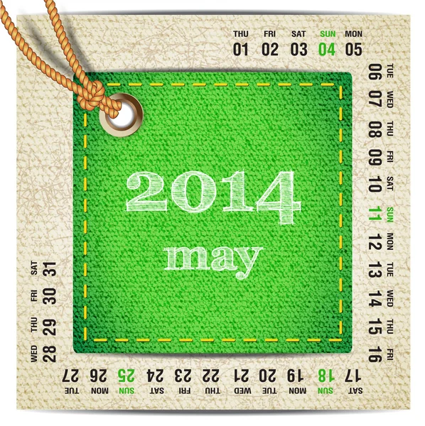 Rok 2014 vektoru kalendář stylizované džíny. květen — Stockový vektor