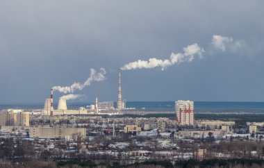Santral City endüstriyel duman yığını. Ukrayna. Kiev.