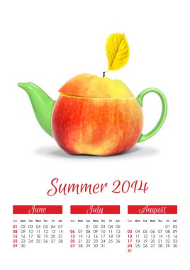 kavramı apple demlik ile fotoğraf takvim. Yaz 2014.