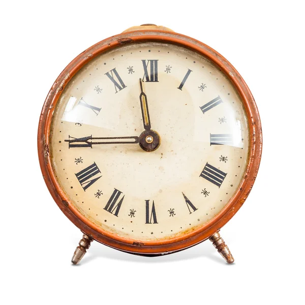 Alte Uhr isoliert auf weißem Hintergrund und Clipping Pfad — Stockfoto