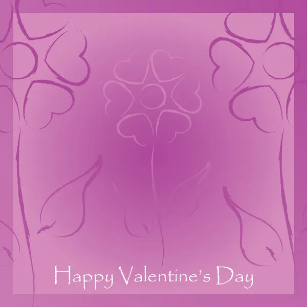 Biglietto di San Valentino con cuori di fiori stilizzati — Vettoriale Stock