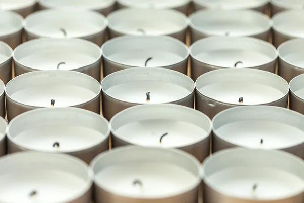 Molte candele estinte con bassa profondità di campo — Foto Stock