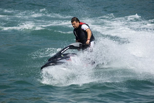 Cavaliere a getto d'acqua, jet ski — Foto Stock