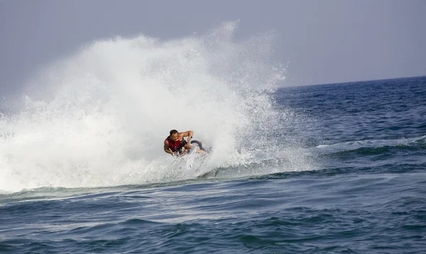 Waterstraal rider, jetskiën Stockfoto