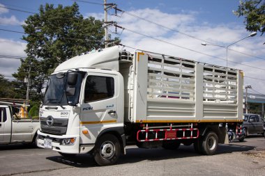 Chiangmai, Tayland - 24 Kasım 2021: Er Hino Kargo Truck. Fotoğraf 1001 nolu yolda, Chiangmai, Tayland 'a 8 km uzaklıkta..