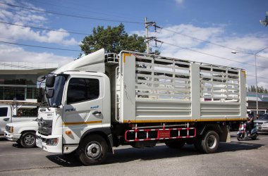 Chiangmai, Tayland - 24 Kasım 2021: Er Hino Kargo Truck. Fotoğraf 1001 nolu yolda, Chiangmai, Tayland 'a 8 km uzaklıkta..